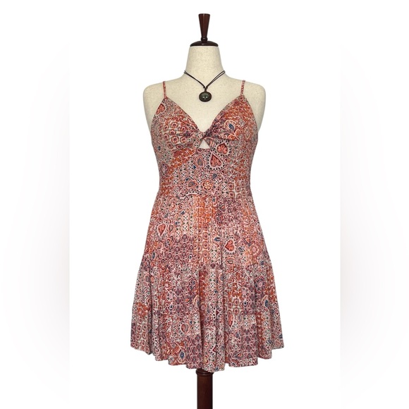 Angie Dresses & Skirts - Angie NWT Boho Paisley Print Cut Out Mini Dress Cream/Orange Adjustable Straps M
